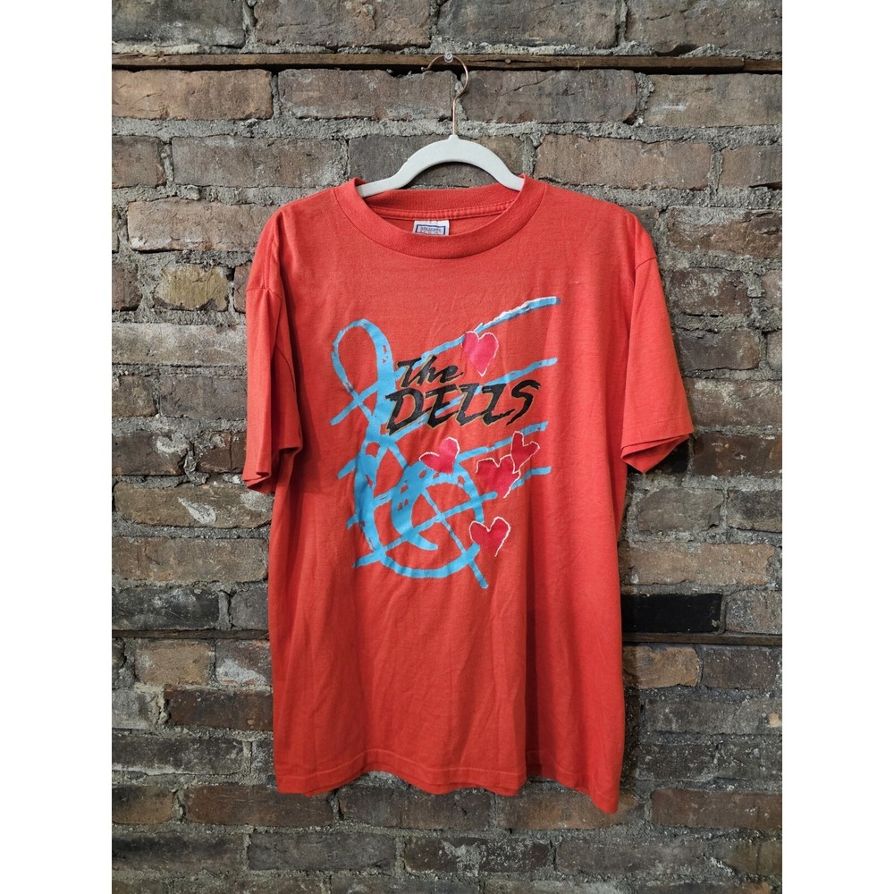 Vintage The Dells Red T Shirt Rnb Soul Tee A Heart Is A Home For‎ Love 1991 XL